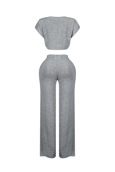 Soda Short Sleeve Crop Top & Pants SET